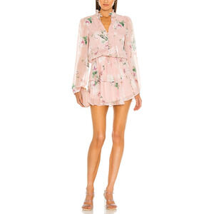 Yumi Kim 'Love Always' Pink Crepe De Chine Keyhole Neck Dress Size M